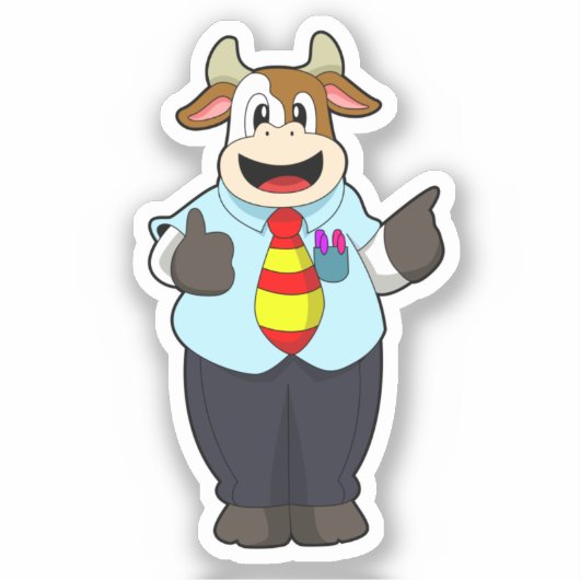 Sticker Vache comme enseignant avec Cravate (Recto)