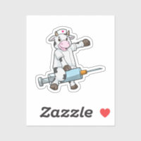 Vache comme infirmière avec coeur et seringue