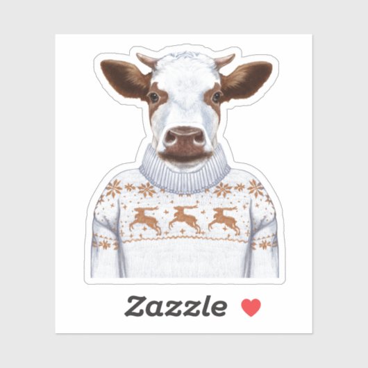 Sticker Vache de Noël (Feuille)