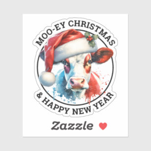 Sticker Vache de Noël mignonne à Santa Hat Personnalisé