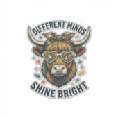 Sticker Vache de sensibilisation à l'autisme Gravure vinta (Devant)
