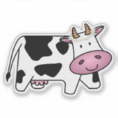 Sticker Vache debout avec marguerites (Devant)