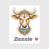 Sticker Vache décorée pongée (Feuille)