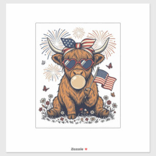 Sticker Vache écossaise patriotique Bubblegum Gravure vint