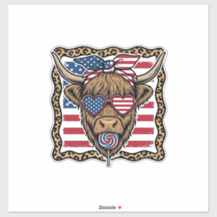 Sticker Vache écossaise patriotique graphique de drapeau v