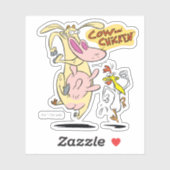 Sticker Vache et poulet à courir graphique (Feuille)