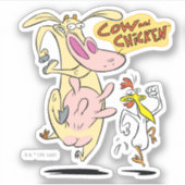 Sticker Vache et poulet à courir graphique (Devant)