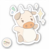Sticker Vache étoile doodle Kawaii (Devant)