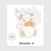 Sticker Vache étoile doodle Kawaii (Feuille)
