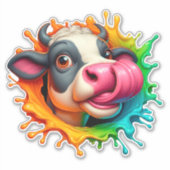 Sticker Vache lécher le nez (Devant)