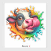 Sticker Vache lécher le nez (Feuille)