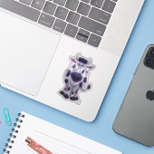 Sticker Vache mignonne avec points noirs et blancs (Ordinateur portable avec iPhone)