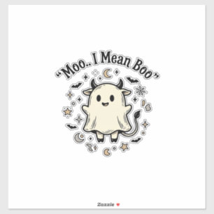 Sticker Vache Mignonne Fantôme Halloween Meuglement Boo De