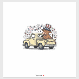 Sticker Vache patriotique conception vectorielle de camion
