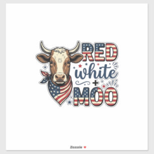 Sticker Vache Patriotique Rouge Blanc Moo Chemise 4 Juille