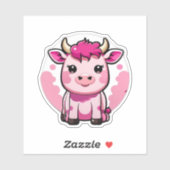 Sticker Vache rose de Cute Kawaii (Feuille)