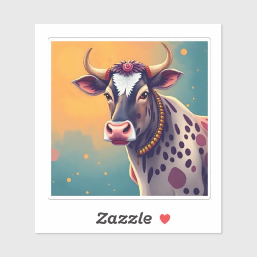 Sticker Vache sacrée Diwali Art (Feuille)