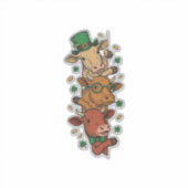Sticker Vaches empilées mignonnes St Patrick Gravure vinta (Devant)