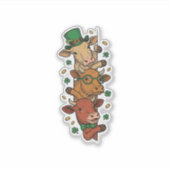 Sticker Vaches empilées mignonnes St Patrick Gravure vinta (Devant)
