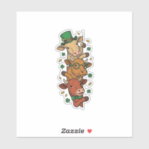Sticker Vaches empilées mignonnes St Patrick Gravure vinta