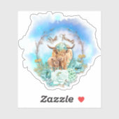 Sticker Vaches Highland Floral (Feuille)