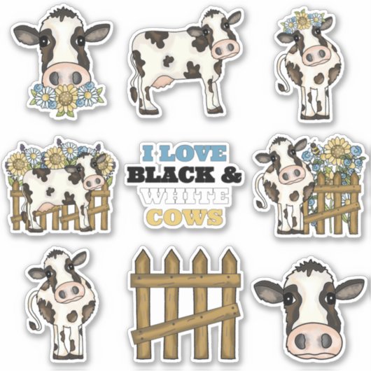 Sticker Vaches noires et blanches (Devant)