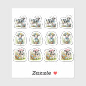 Sticker Vaches noires et blanches de Pâques (Feuille)