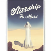 Sticker Vaisseau spatial pour Mars, voyage spatial de styl (Devant)