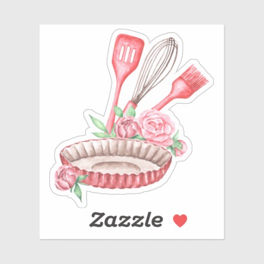 Sticker Vaisselle rose (Feuille)