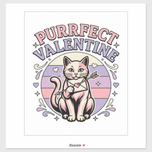 Sticker Valentin chat parfait Amour de la Saint-Valentin V (Feuille)