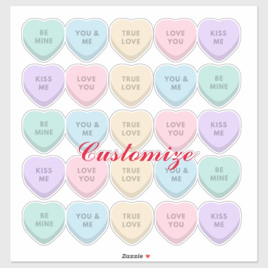 Sticker Valentine Candy Hearts Thunder_Cove (Feuille)