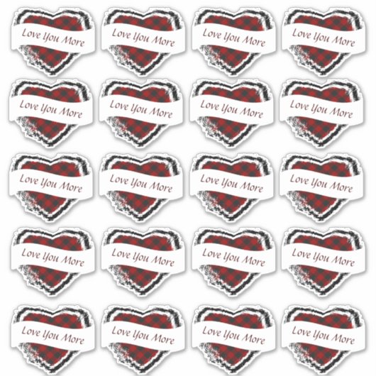 Sticker Valentine custom 20 plaid heart  (Devant)