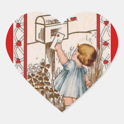 Sticker Valentine vintage pour la petite fille (Devant)
