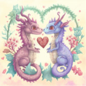 Sticker Valentines Carte Jour de Violet Dragon Couple (Recto)