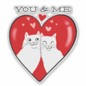 Sticker Valentines coeur chats blancs VOUS & MOI (Devant)