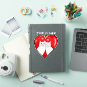 Sticker Valentines coeur chats blancs VOUS & MOI (Couverture iPad)