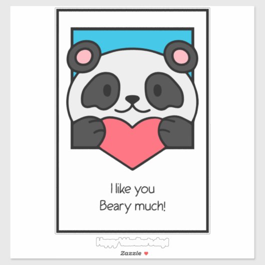 Sticker Valentines Day Card Friends Panda Heart (Feuille)