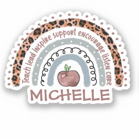 Sticker Valeurs fondamentales de l'enseignant arc-en-ciel (Recto)