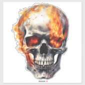Sticker Valise Skull Flaming, Ordinateur portable (Feuille)