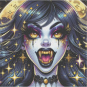 Sticker Vampire avec Gold Fangs Pleine lune Halloween Part (Devant)