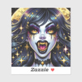 Sticker Vampire avec Gold Fangs Pleine lune Halloween Part (Feuille)