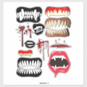 Sticker Vampire Fangs Dents Halloween Horreur art (Feuille)
