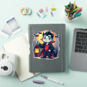 Sticker Vampire mignon avec Lantern Kawaii Halloween (Couverture iPad)