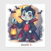 Sticker Vampire mignon avec Lantern Kawaii Halloween (Feuille)