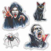 Sticker Vampiress et Vampire Halloween gothique Cat Spider (Devant)