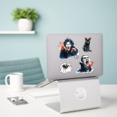 Sticker Vampiress et Vampire Halloween gothique Cat Spider (Ordinateur portable sur le bureau)