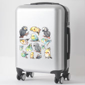 Sticker van Afrikaanse grijs, katiel en parkiet (Koffer)