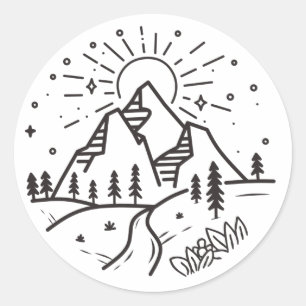 Sticker van bergen en meren