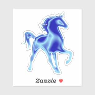Sticker van blauwe paarden