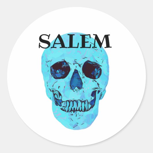 Sticker van de blauwe schedel, Salem Massachusetts (Voorkant)